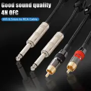 Dual Male 6.35mm 1/4" Phono Mono to 2×RCA Connector Audio Cable HIFI Signal Wire