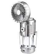 Solar Power Rechargeable With Fan Led Tent Lamp Flashlight Camping Lantern Light Ft Silver