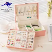 Jewellery Box Organiser,Faux Leather Lockable Jewellery Case Storage for 2 Trays