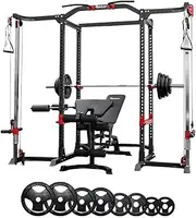 Reeplex Power Rack with Cable Crossover + Bench + 120kg Olympic Weight Set