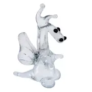 Miniature Tiny Lampwork Hand Blown Glass Clear Upright Dragon Figurine New!