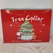 Christmas Tree Collar 30” White Silver Shiny Sequin W/ Plastic Tree Ring Skirt