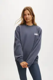[Body] Body - Plush Graphic Crew Sweatshirt - Folkstone grey/bwc interlaced XL FOLKSTONE GREY/BWC INTERLACED