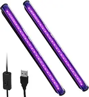 Vegena Pack of 2 LED Black Light UV Bar Lamp With Switch and Plug, Party Light Tube Strip for Decoration, Disco