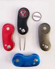 NFL 2 Prong Switchblade GOLF DIVOT REPAIR TOOL Gray + Ballmark ATLANTA FALCONS