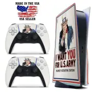 PS5 Disc Version Console & Controller Vinyl Skin Decal Wrap - We Want You, Blue