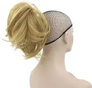 IMISSU Curly Flexible Claw Ponytail Hairpieces Synthetic Clip In Hair Extensions Little Pony Tail Hair Pieces (Honey Blonde)