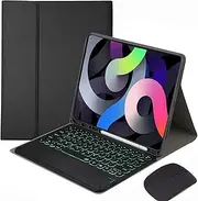 Keyboard Case for Samsung Galaxy Tab S7 Plus/S7+ 12.4'' 2020 (SM-T970/T975/T976/T978),7 Colors Backlit, Magnetically Detachable Bluetooth Keyboard with Pencil Holder,Black