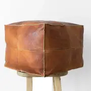 Leather Moroccan Ottoman Pouffe Footstool Unstuffed Boho Genuine New