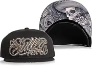 [Sullen] Sicarios Tattoo Lifestyle Graphic Snapback Flat Bill Hat Black, Black, One Size