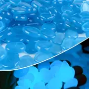 Anothera 1000 Pcs Blue Glowing Rocks Glow in the Dark Pebbles Solar Stones Ou...