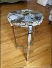 Natural Wild Agate Console Side Table Top, Agate Geode Console Drink Table Decor