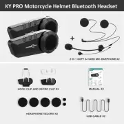 KY Pro Motorcycle Intercom Bluetooth Helmet Headset Motorbike 6 Riders 1000M Mot