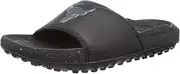 [Under Armour] Unisex Project Rock 3 Slides Sandal, (001) Black/Black/Pitch Gray, 13 US Men