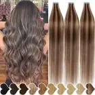 Tape In 100% Real Human Hair Extensions Skin Weft Thick Full Head BALAYAGE Ombre