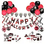 Halloween Party Decorations Kit Banner, LED skull lights, photo props, balloons