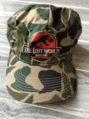 Vintage Jurassic Park The Lost World Movie Camo Snap Back Hat Cap 1997 Kids 90s
