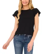 CeCe Cap Bubble Sleeve Tee with Bow Tie Back