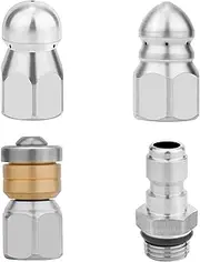 Raheem 4pcs Jet Nozzle with NPT 1/4 Inch Quick Connect for Karcher Drain Cleaning Kit - Stainless Steel Sewer Jetter Nozzles