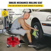 Shop Stool Mechanics Rolling Seat 4" Wheels Adjustable Height Garage Stool