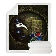 Scary Dark Art The Alchemist’s Revenge Plague Mask Throw Blanket