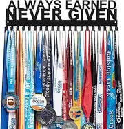 Medal Holder Hanger Display Rack Award Ribbon Organizer for Race,Running,Soccer,Gymnastic,Wrestling,Sports with 20PCS Hanging Hooks Upgraded 15.8 inches Long Easy Use Common Slogans