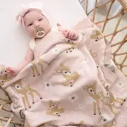 Living Textiles - Baby Blanket - 100% Cotton Whimsical Blush Fawn