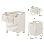GGP Foldable Laundry Basket With Wheels Portable Rolling Hamper For Home Use,Storage Laundry Basket Combination 33*28*48Cm Cream Yellow