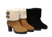AUSTRALIAN SHEPHERD® UGG Boots Women Shearling Zipper Heel Candice - Chestnut / AU Ladies 4 / AU Men 2 / EU 35