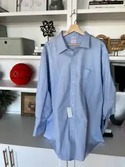 Vintage Brooks Brothers Makers Merchants XXXL Blue Button Down Shirt NOS French