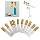 10 Plastic PET Lip Gloss Bottles 10ML Balm Container Clear Stopper Gold Lot