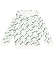 [Kenzo Kids] Kenzo Kids Logo cotton jersey hoodie Y 2 white