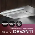 Devanti Fixed Range Hood Rangehood Stainless Steel Kitchen Canopy 60cm 600mm