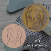 Pregnancy Couple Cookie Cutter and Embosser - 6.5cm Round
