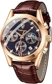 [GUANHAO] Men's Automatic Mechanical Diving Watch， 40mm Luminous Dial， 100M Waterproof， Luxury Fashion Business Casual Sport Designer Genuine Watch with Calendar， Rubber/Stainless Steel Strap…