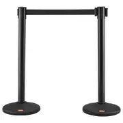 Crowd Control Stanchions, 2-Pack Crowd Control Barriers with 6.5FT Black Retractable Belt, Plastic Stanchion Queue Post, Belt Barriers Line Divider Stanchion Set for Party, Airport,