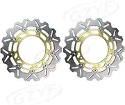 Front Brake Discs Rotors Disks F+ R 2PCS Compatible with Yamaha FZ6 FAZER S2 / MT-09 TRACER ABS/MT-03 MT-09 /XJ6 DIVERSION ABS F/YZF R6(Gold)