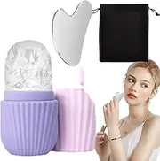 Ice Mold Roller,Ice Face Roller Massager Facial Tool Set | Cold Reusable Skin Care Tools Reduces Puffiness Silicone Massage Board for Eyes Neck Home