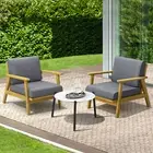 Livsip 3PCS Outdoor Lounge Set Patio Furniture Sets 50cm White Coffee Side Table