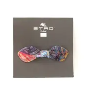 ETRO Fine Hair Pin Acetate Bow, Silk Band, Steel Snap Clip, 3.75" x 1" Italy NEW