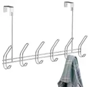 iDesign Classico Steel Over-The-Door 12-Hook Storage Rack - 18.75" x 5" x