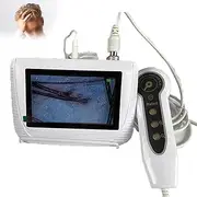 Rechargeable Scalp and Skin Tester, 5-Inch Screen Care Microscope, 50X and 200X Lens + Freeze/Zoom in/Zoom Out Image + Hair Follicle Problem Detection, for Beauty Salon/Hair Salon/Home,White