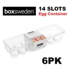 6PK Clear 14 Slots Egg Container with Lid Reusable Eggs Holder Storage Tray