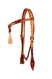 Western Natural Futurity Style Headstall with Natural Rawhide Weaving/Tassel