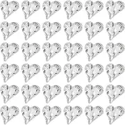 uxcell 40 Pcs 3D Heart Silver White Nail Rhinestones 12x13mm K9 Glass Crystal Rhinestones Pointed Back Crooked Heart Gems for Nail Charm Art DIY Decoration Craft