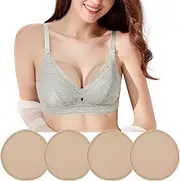 4 Pack Castor Oil Pack Breast Pads,Reusable Organic Oil Pad Leak-Proof Washable,Soft Comfortable Castor Oil Pack for Breast,Castor Oil Nursing Pads for Relaxing Day and Night (Khaki)