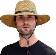 [HKSICHENGKEJI] Straw Cowboy Hat for Men Women Beach Sun Hat Wide Brim Panama Fedora Hat Outdoor Foldable Summer Straw Hat Western Style
