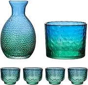 Glass Sake Set Sake Drinkware Japanese Sake Pot Sake Dispenser 4 Sake Cups +1 Sake Pot + 1 Vessel Cup Sake Set Glasses Sake Drinking Set