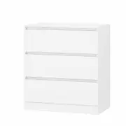Advwin Bedside Table 3 Large Drawers Nightstand for Bedroom Living Room Office White