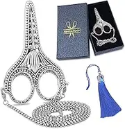 2Pcs Embroidery Scissors, Vintage Scissors with European Style, Vintage Sewing Kit for Crafting/Sewing/Needlework, Handcraft DIY Tools(Bauhinia Protective Shell)